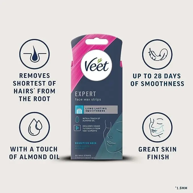 Veet Expert Face Wax Strips 20 Pack