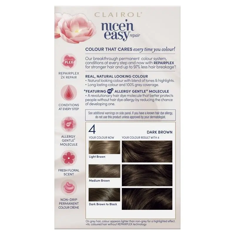 Clairol Nice N Easy Repair  4 Dark Brown Hair Colour