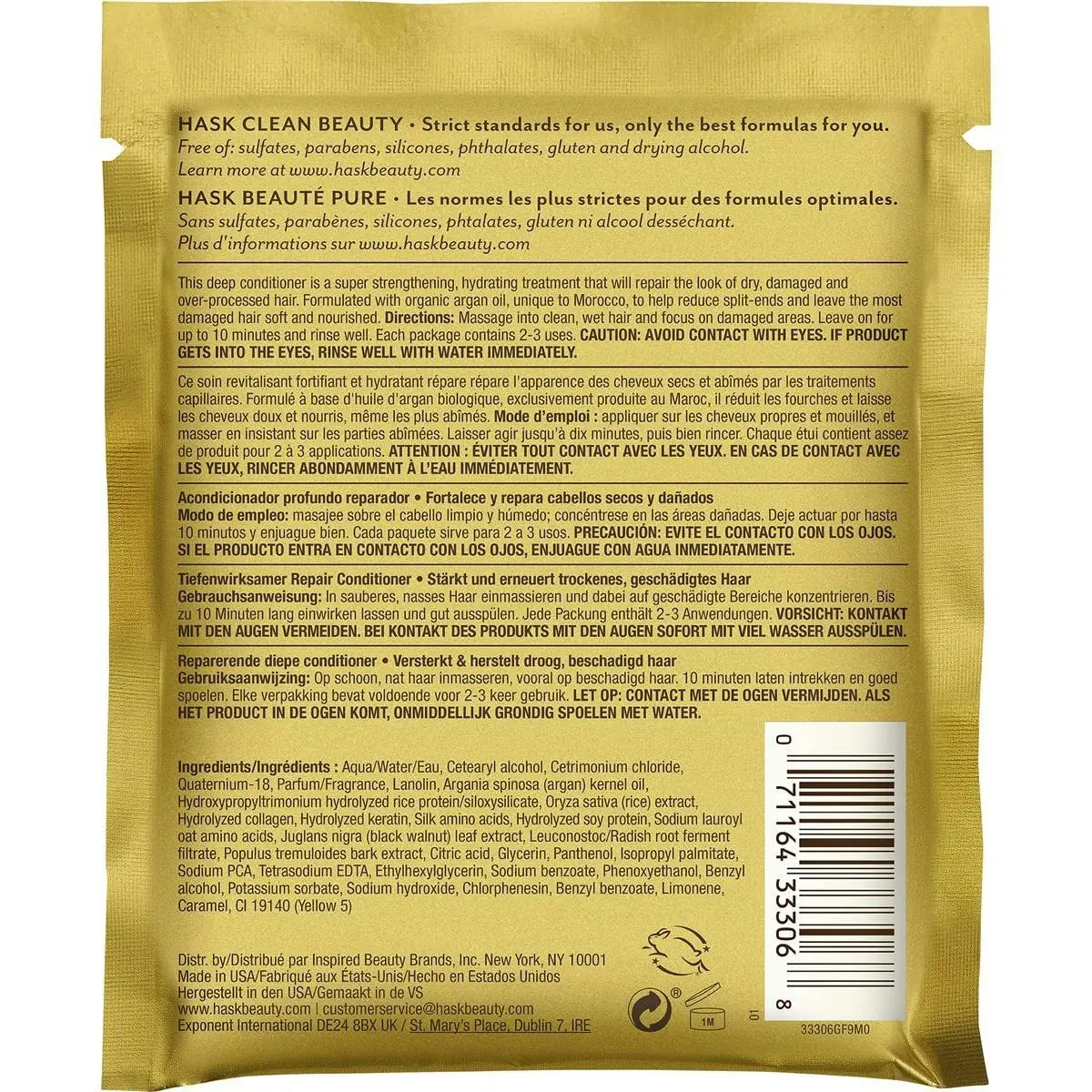 Hask Argan Oil Repairing Deep Conditioner Sachet 50g