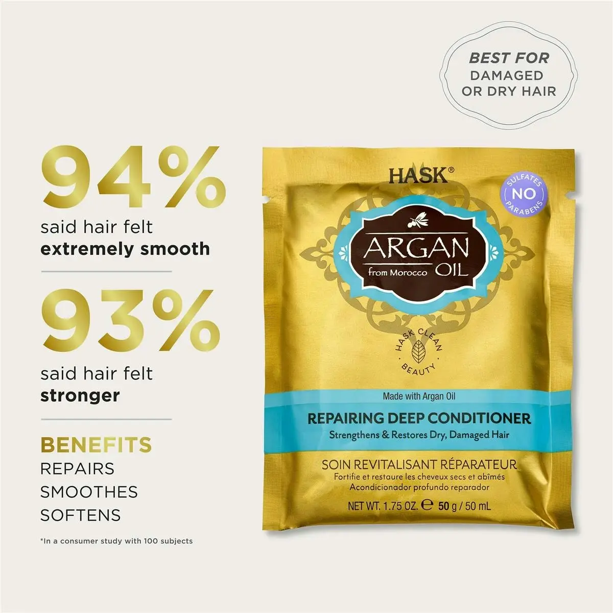 Hask Argan Oil Repairing Deep Conditioner Sachet 50g