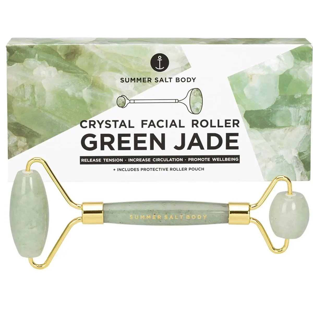 SUMMER SALT BODY Crystal Facial Roller Green Jade 1