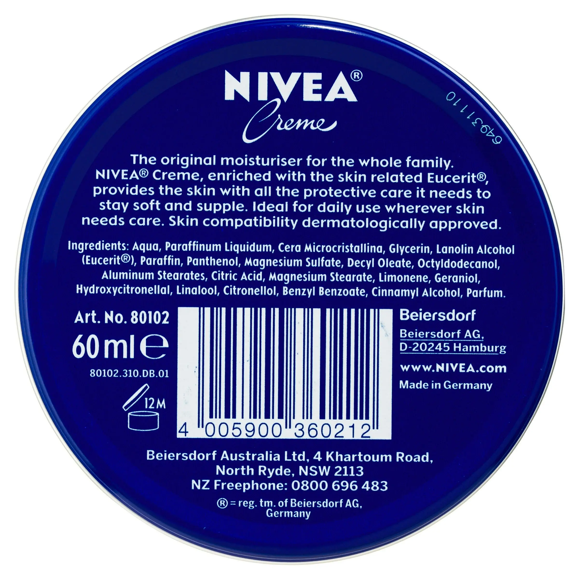 Nivea Creme Tin 60ml Blue