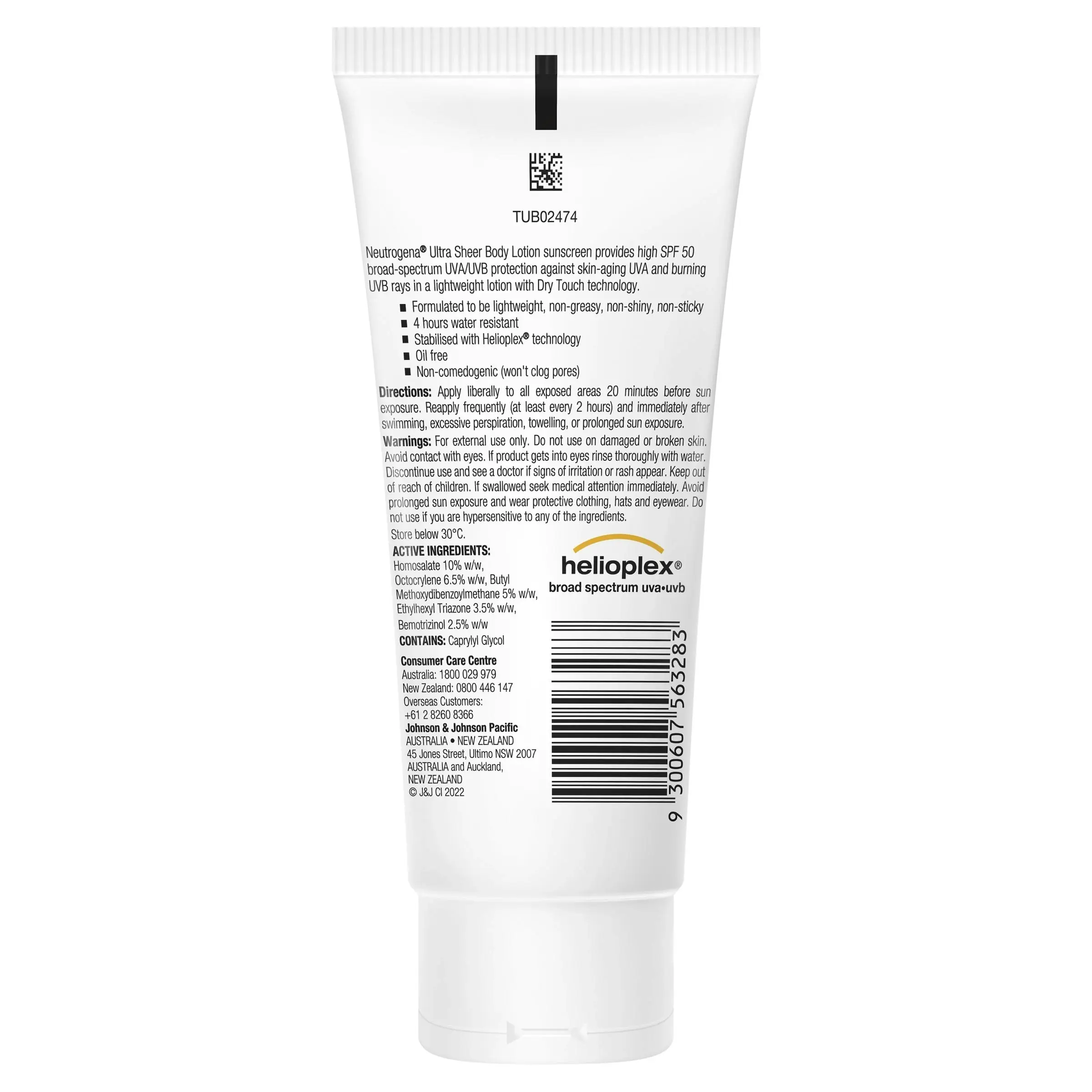 Neutrogena Ultra Sheer Body Lotion Sunscreen SPF50 85 ml