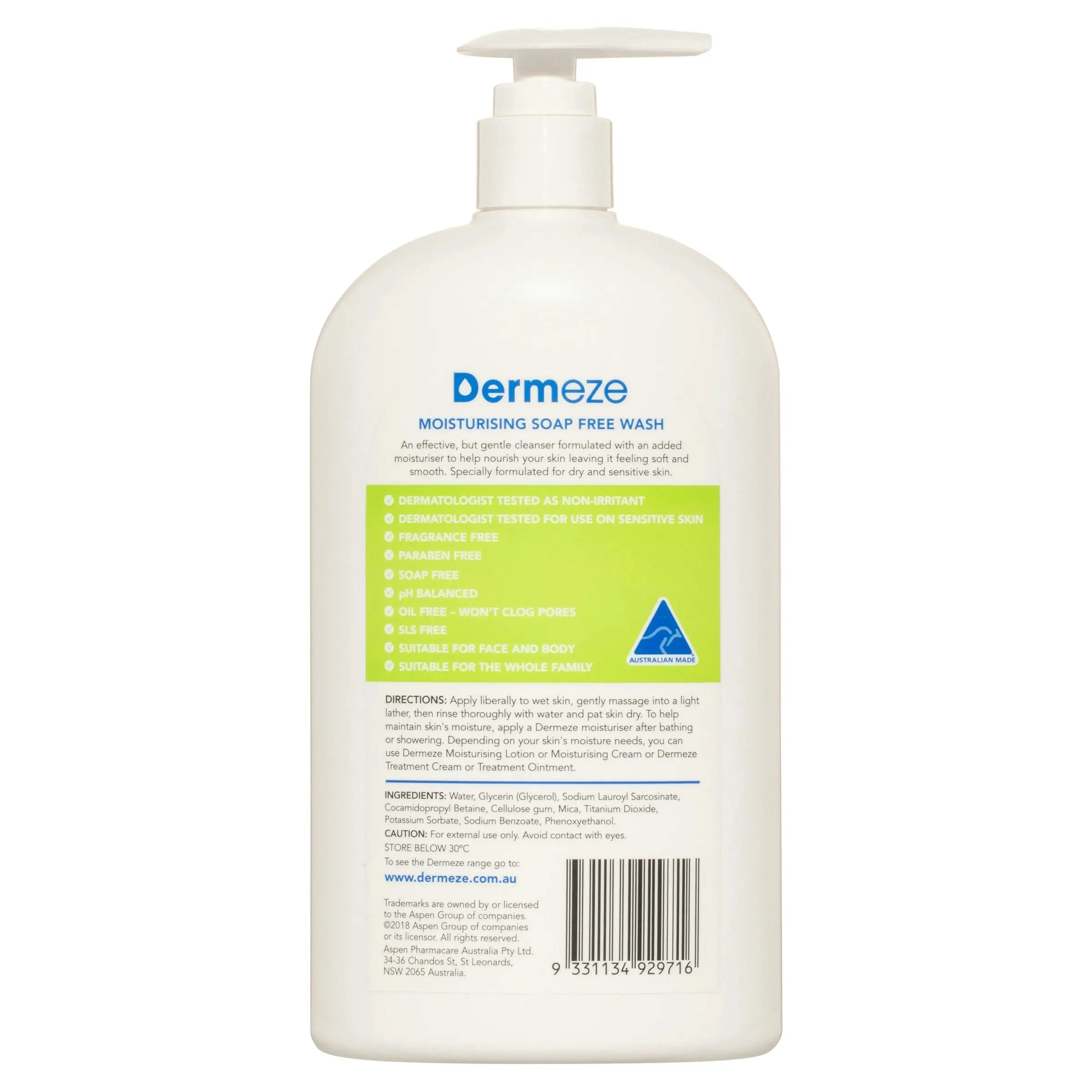 Dermeze Moisturising Soap Free Wash 500ml