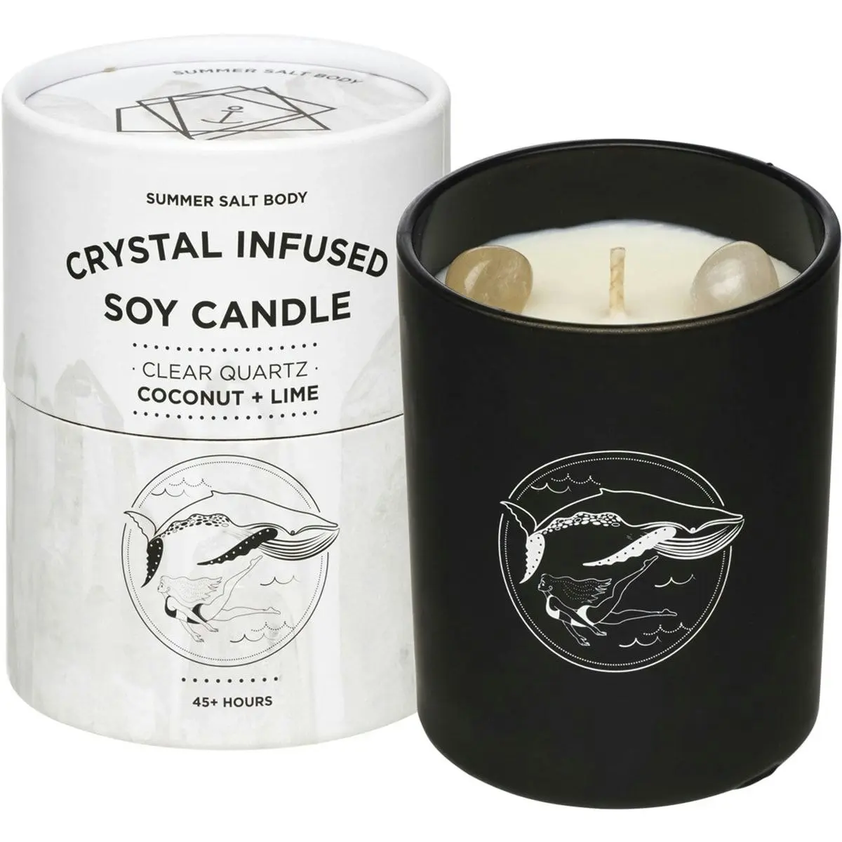 SUMMER SALT BODY Crystal Infused Soy Candle Clear Quartz - Coconut & Lime 1