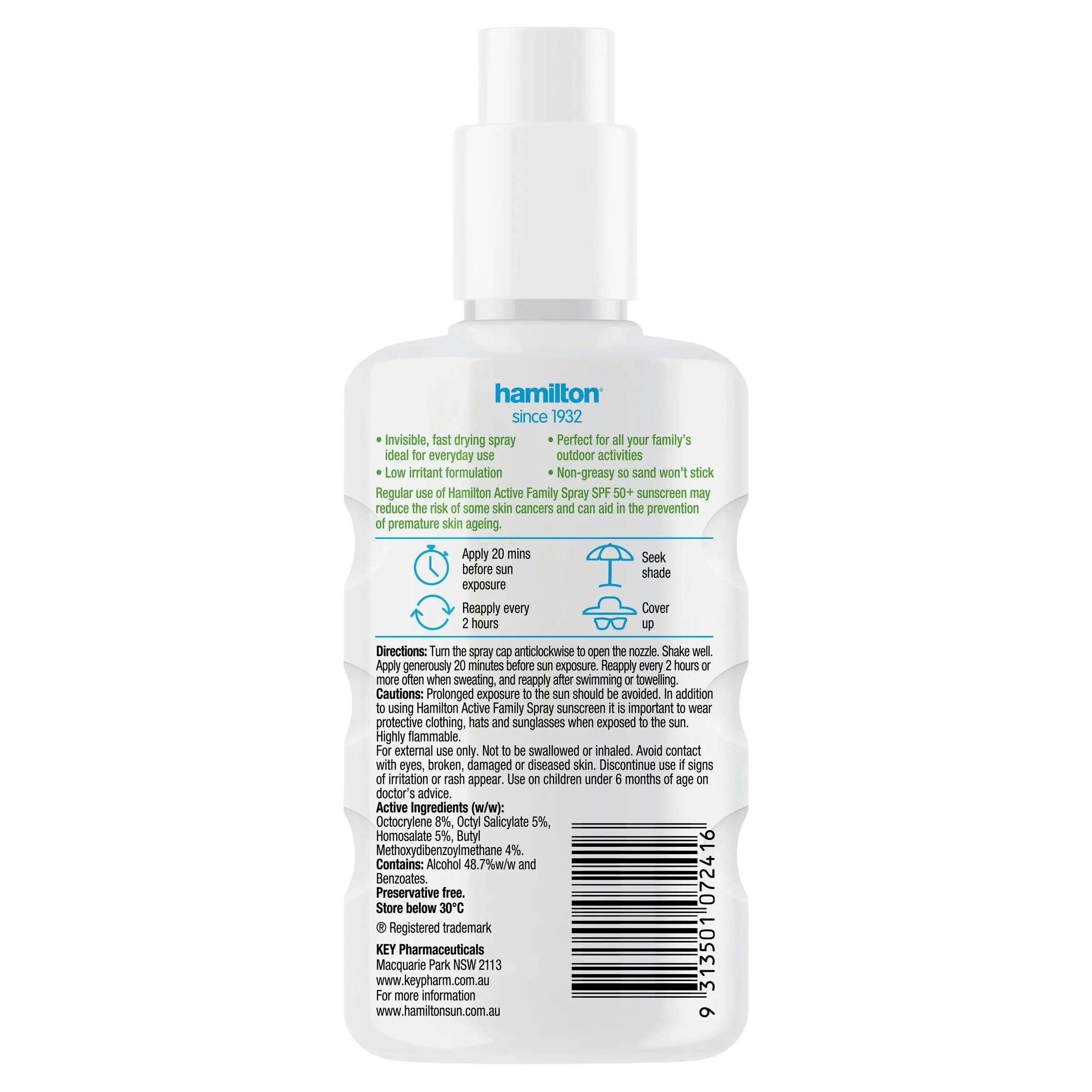 Hamilton Active Family Spray SPF50 - 200mL