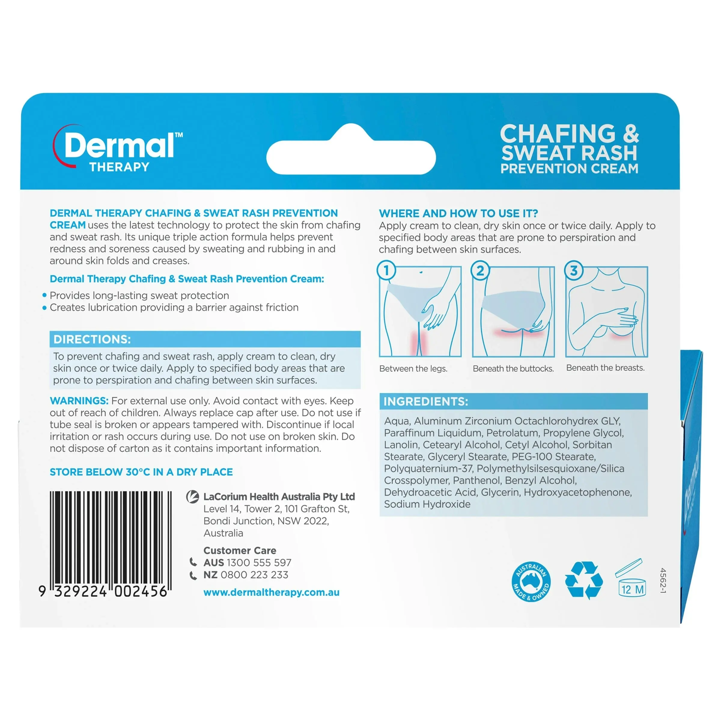 Dermal Therapy Chafing & Sweat Rash Cream 75g