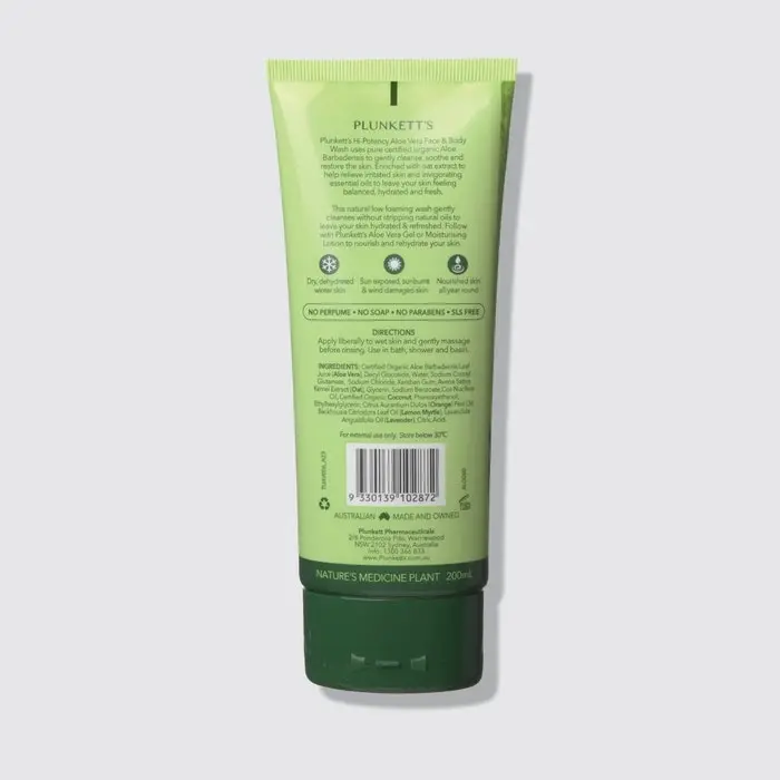 Plunkett's Hi-Potency Aloe Vera Face & Body Wash 200mL