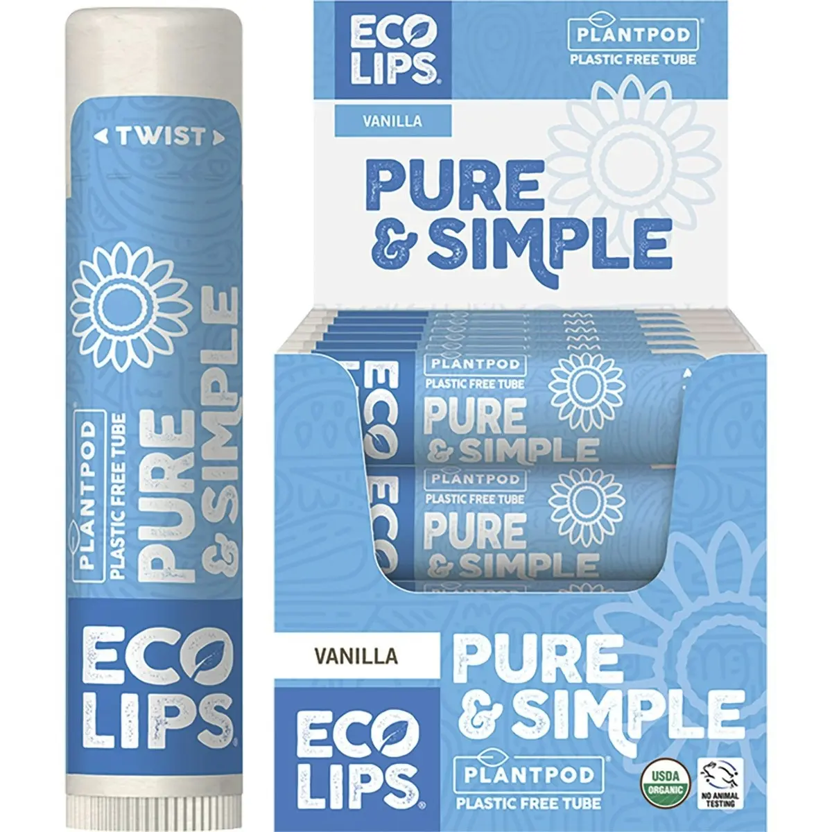 Eco Lips Lip Balm Pure & Simple - Vanilla 4.25g 24PK