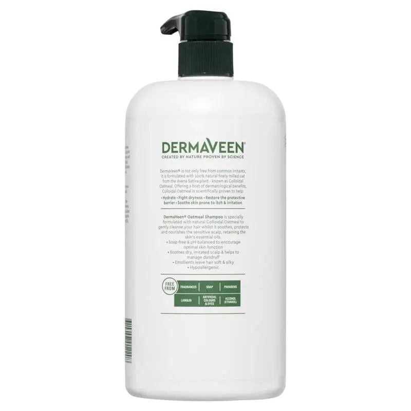 DermaVeen Oatmeal Shampoo for Dry, Flaky or Sensitive Scalps 1L