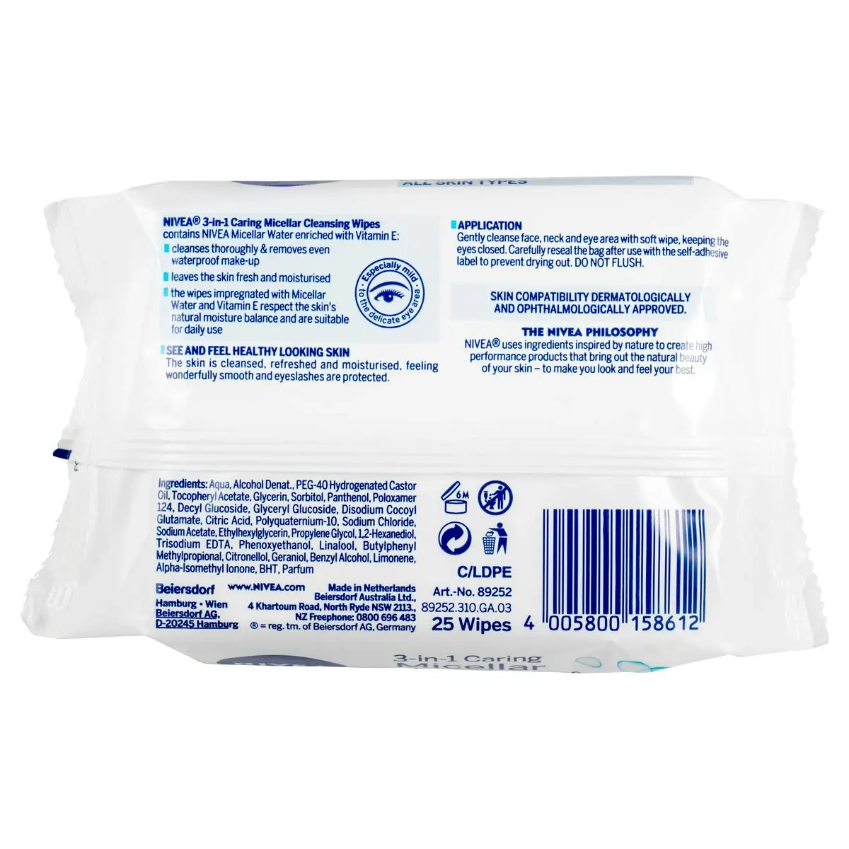 Nivea Daily Essentials Micellar Wipes 25 Pack