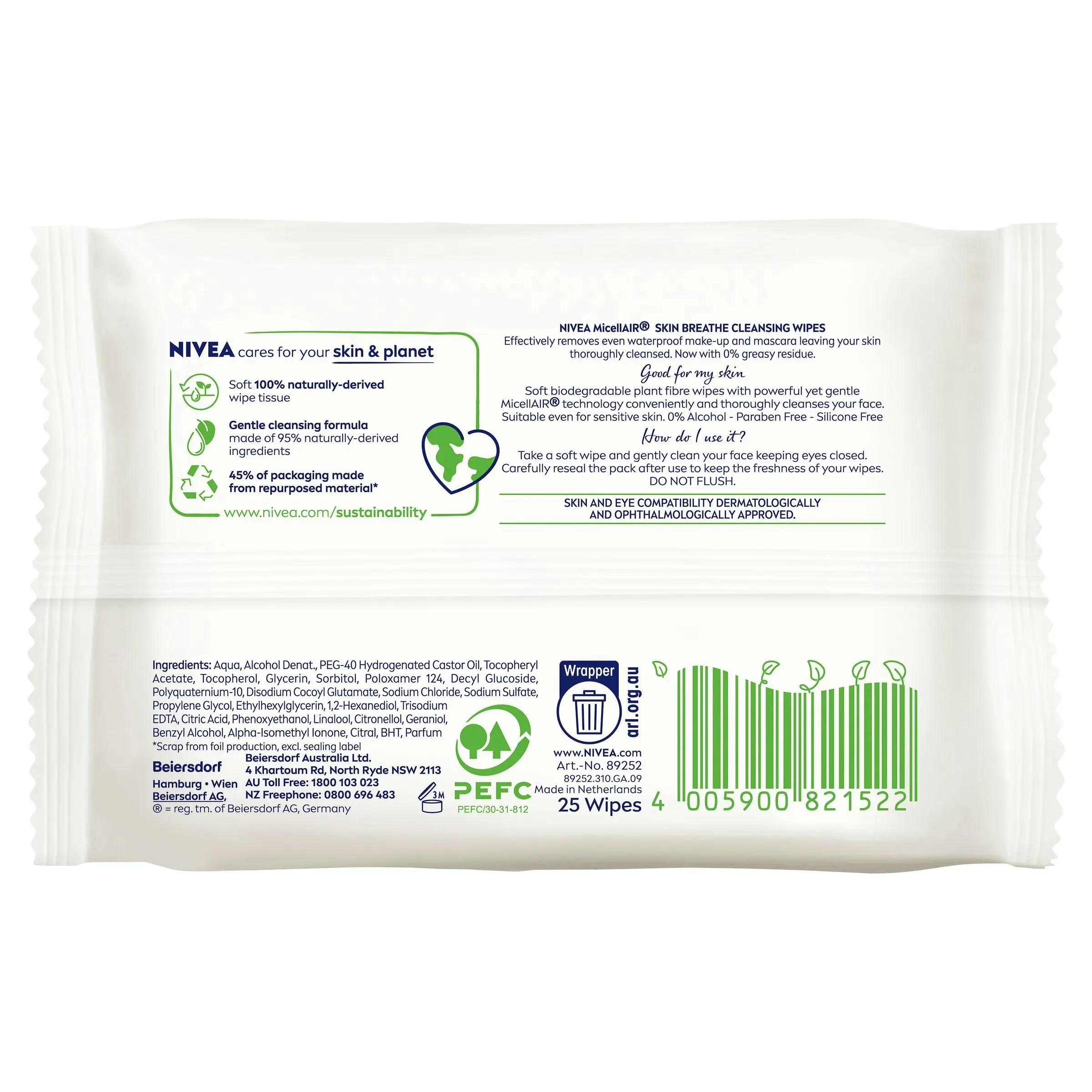 Nivea Daily Essentials Micellar Wipes 25 Pack