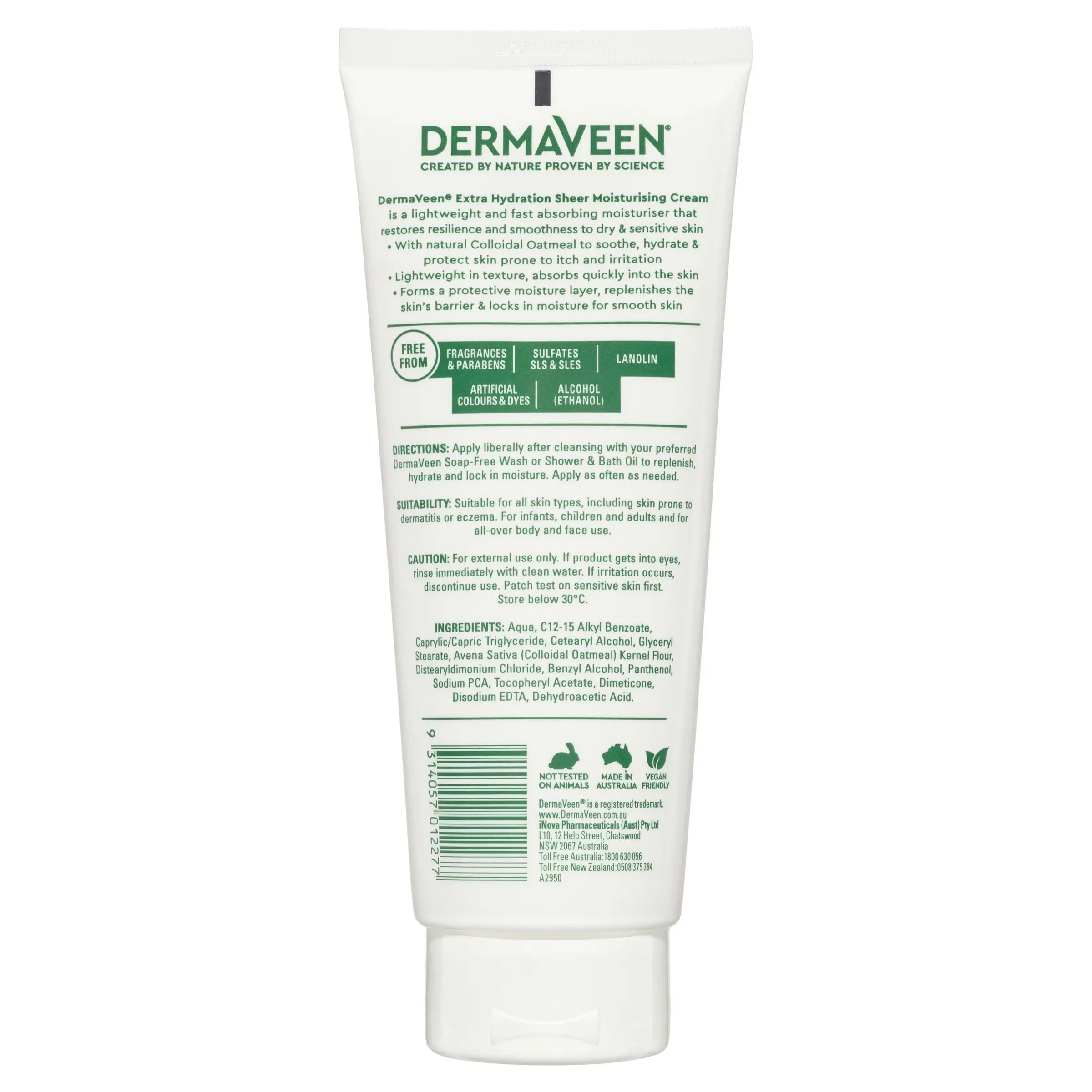 DermaVeen Extra Hydration Sheer Moisturising Cream 200g