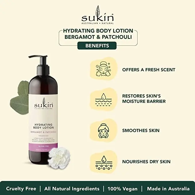 Sukin Hydrating Body Lotion Bergamot & Patchouli 500ml