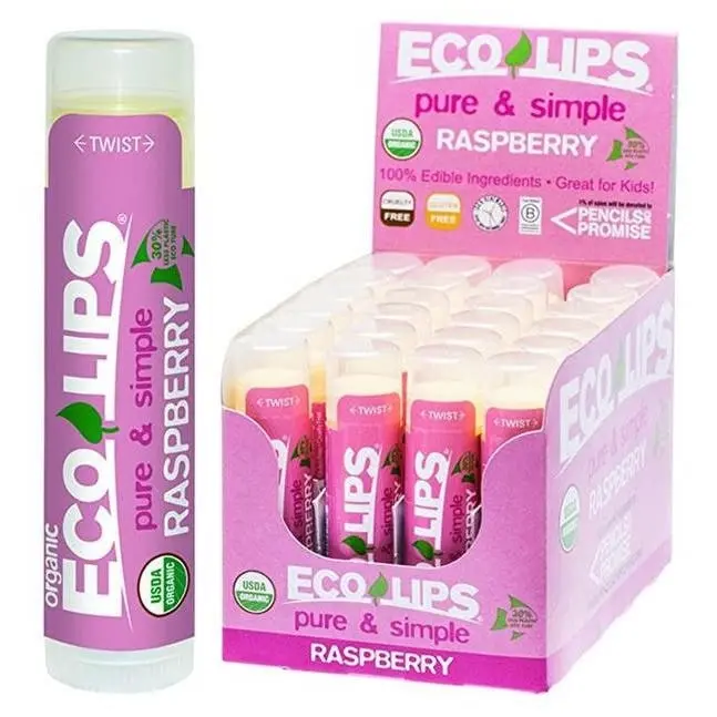 Eco Lips Lip Balm  Pure & Simple - Raspberry 4.25g 24PK