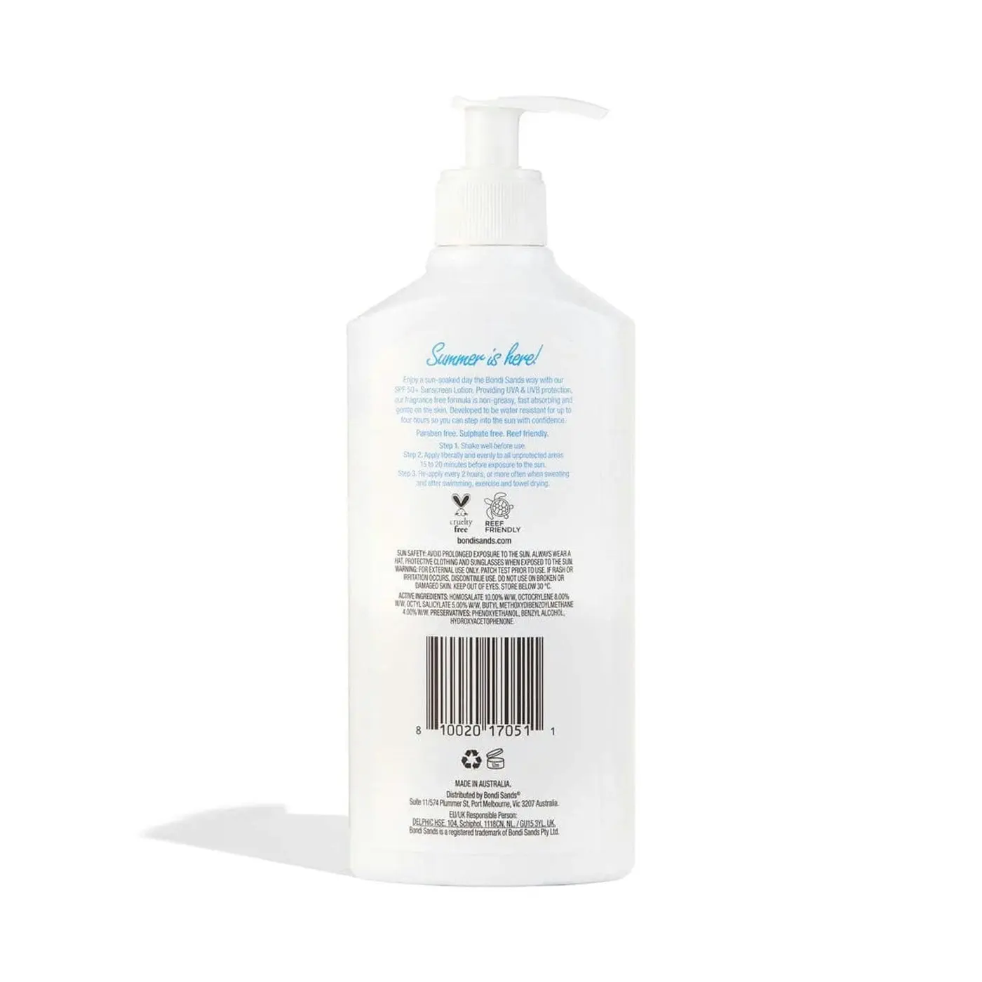 Bondi Sands SPF50+ Fragrance Free Lotion Pump 500ml