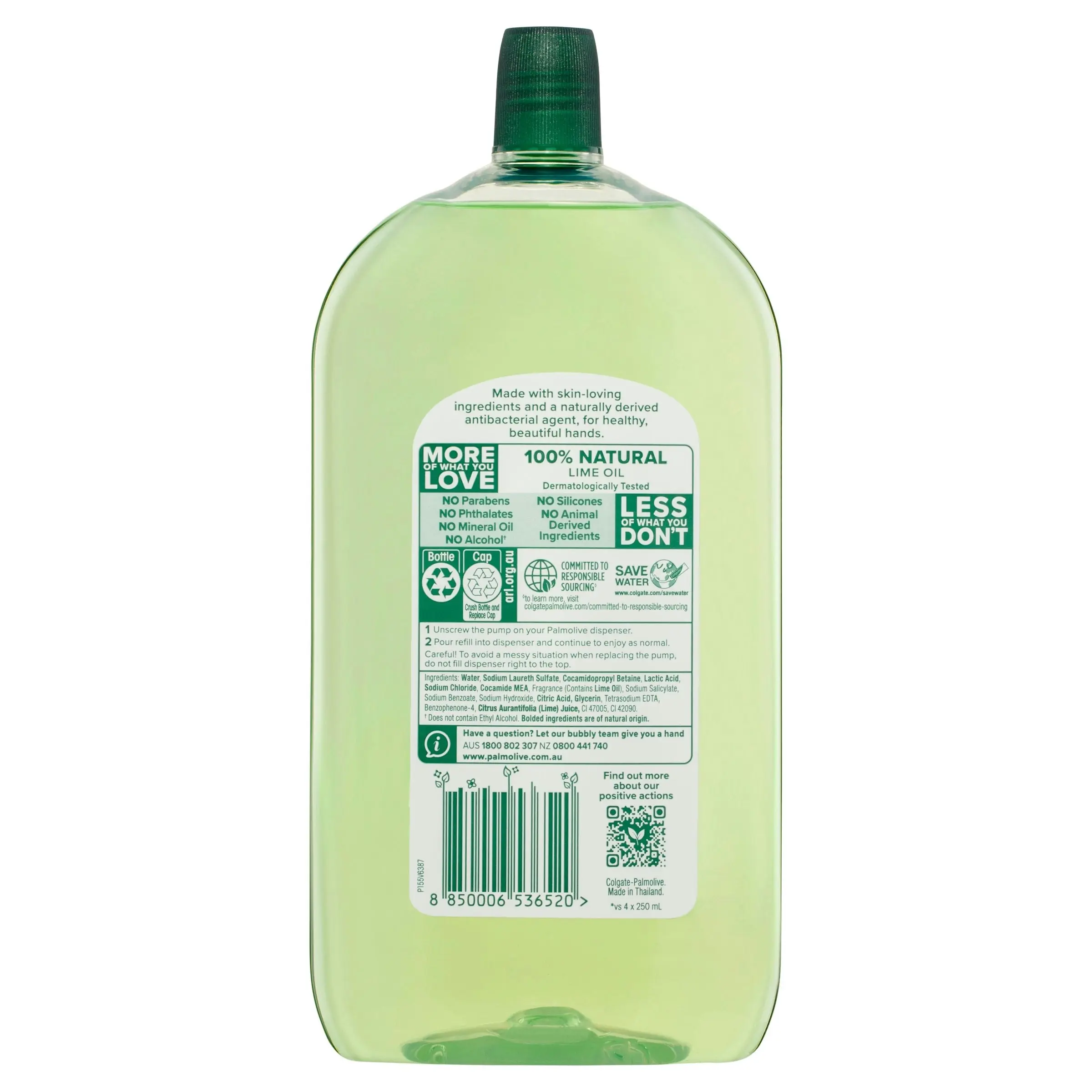 Palmolive Antibacterial Liquid Hand Wash Soap Lime Odour Neutralising Refill & Save 1 Litre