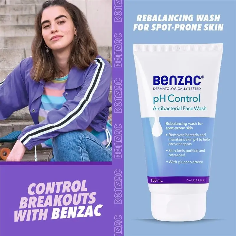 Benzac Ph Control Antibacterial Face Wash 150ml