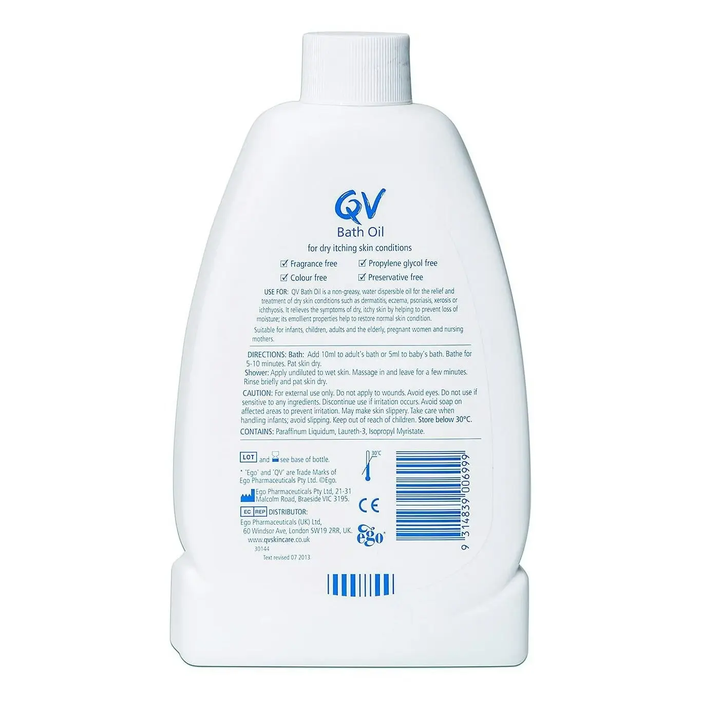 Ego QV Baby Bath Oil 500ml Shower & Bath Oil 500ml