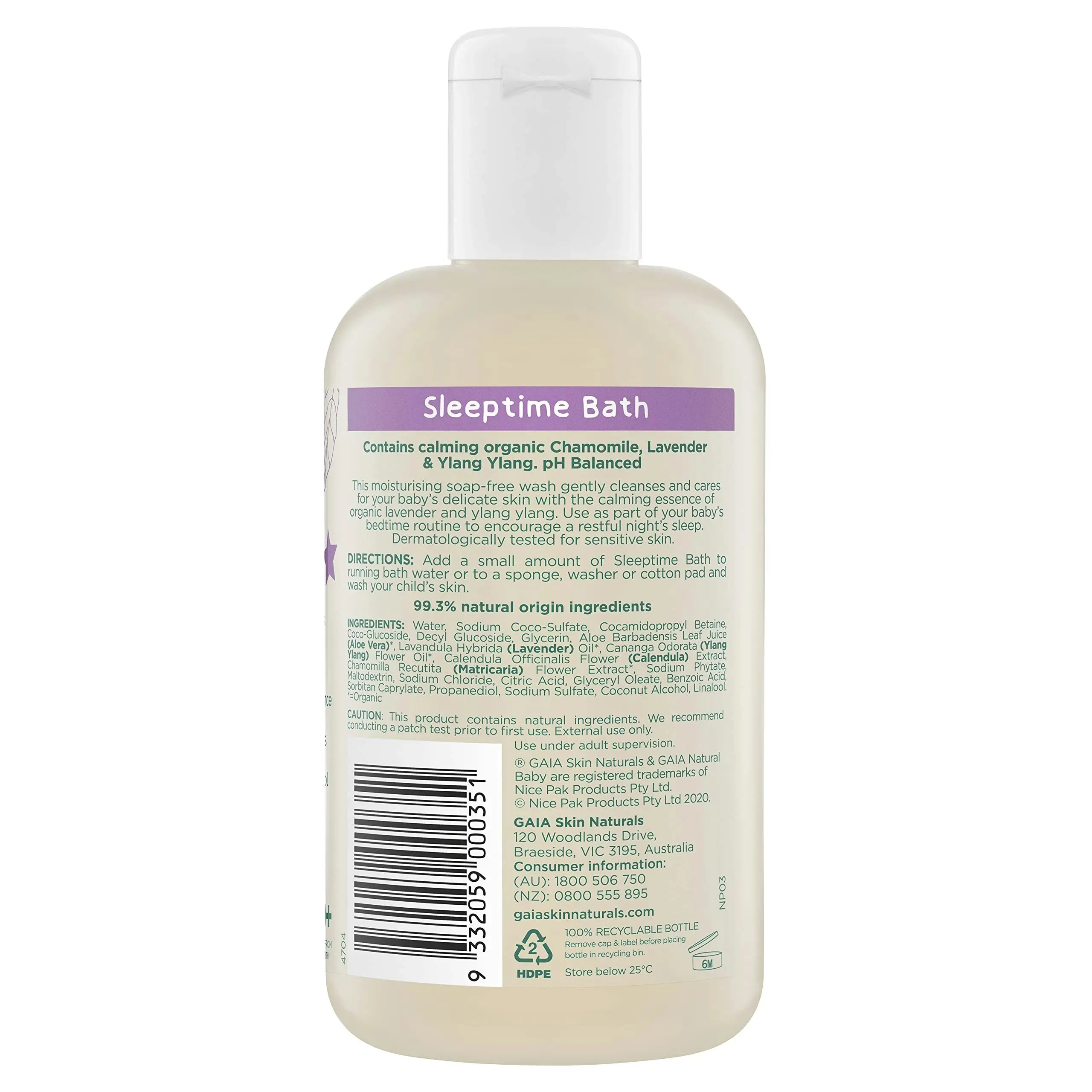 Gaia Natural Baby Sleeptime Bath Wash 250ml