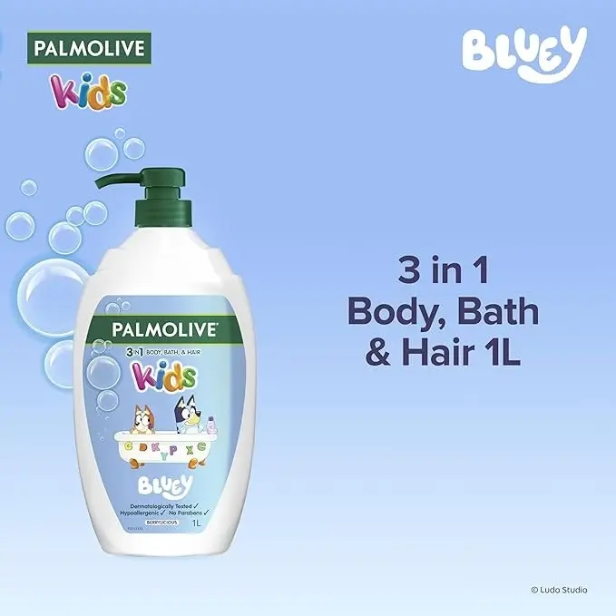 Palmolive 3-in-1 Kids Bluey Body Bath & Hair 1L - Berrylicious