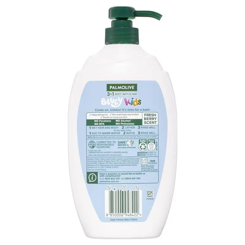 Palmolive 3-in-1 Kids Bluey Body Bath & Hair 1L - Berrylicious