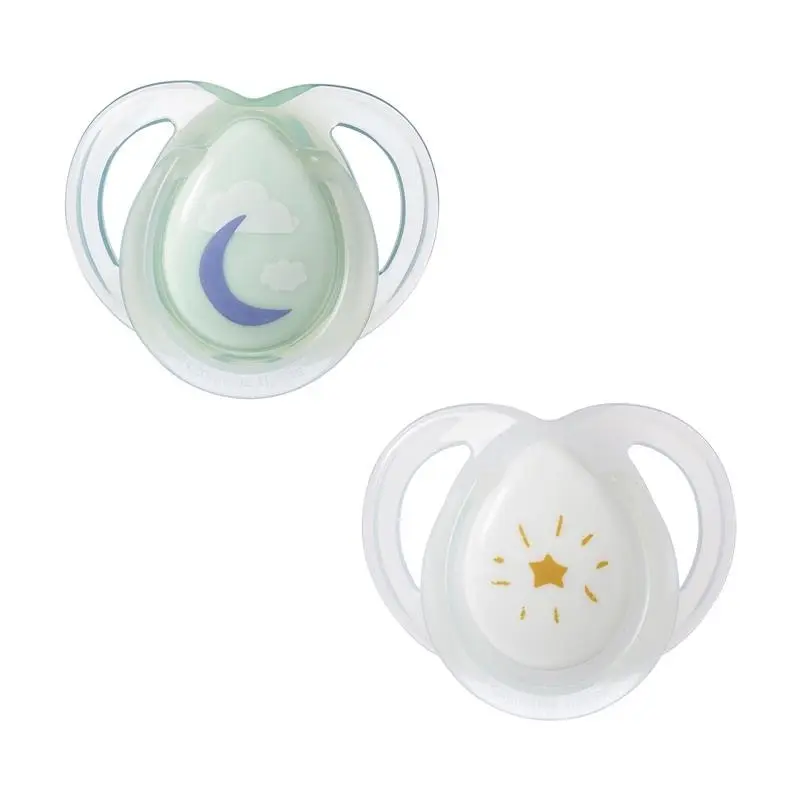 Tommee Tippee Closer To Nature Night Time Soothers 0-6 Months 2 Pack (Colours May Vary)