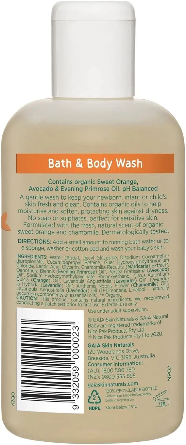 Gaia Natural Baby Bath & Body Wash 250ml