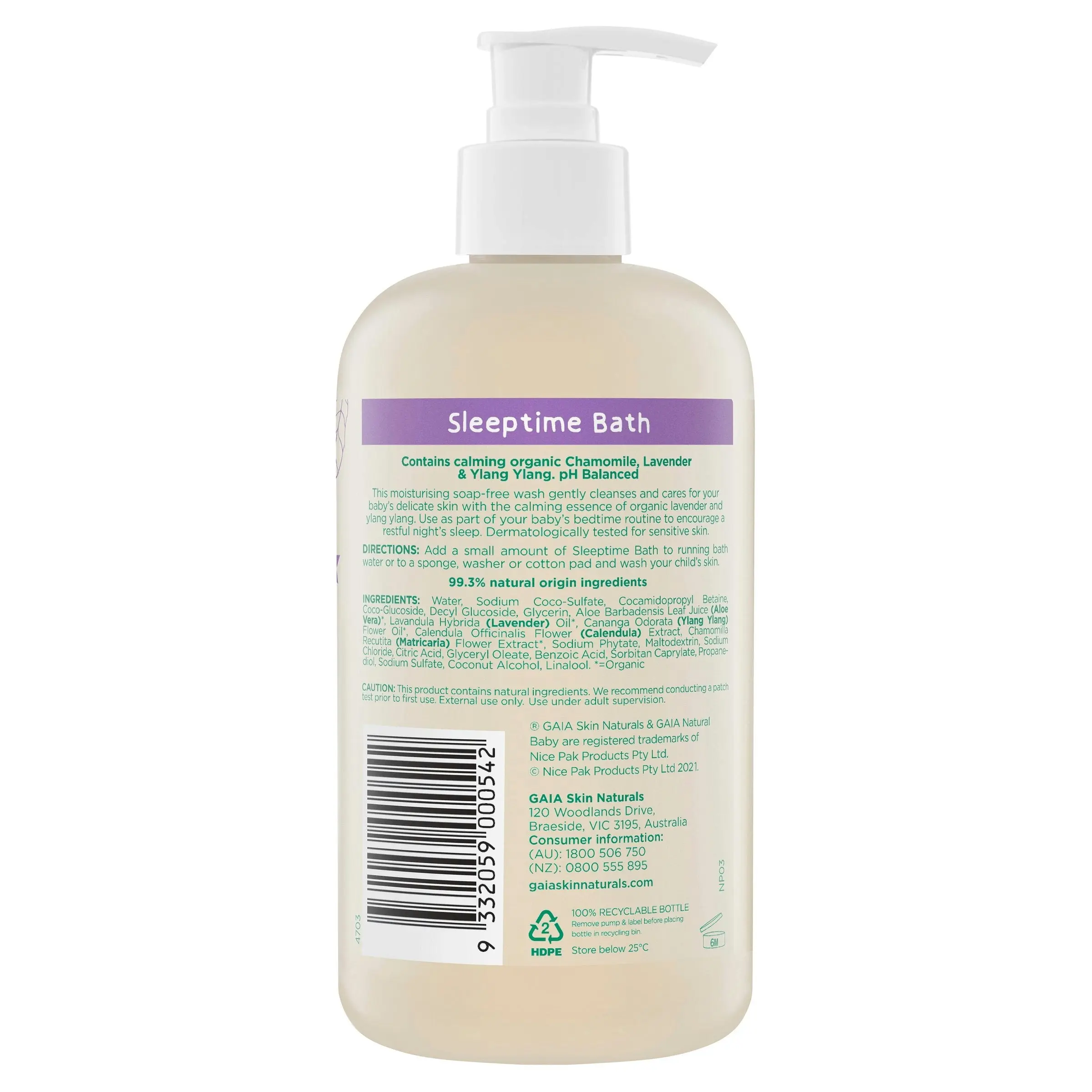 Gaia Natural Baby Sleeptime Bath 500mL