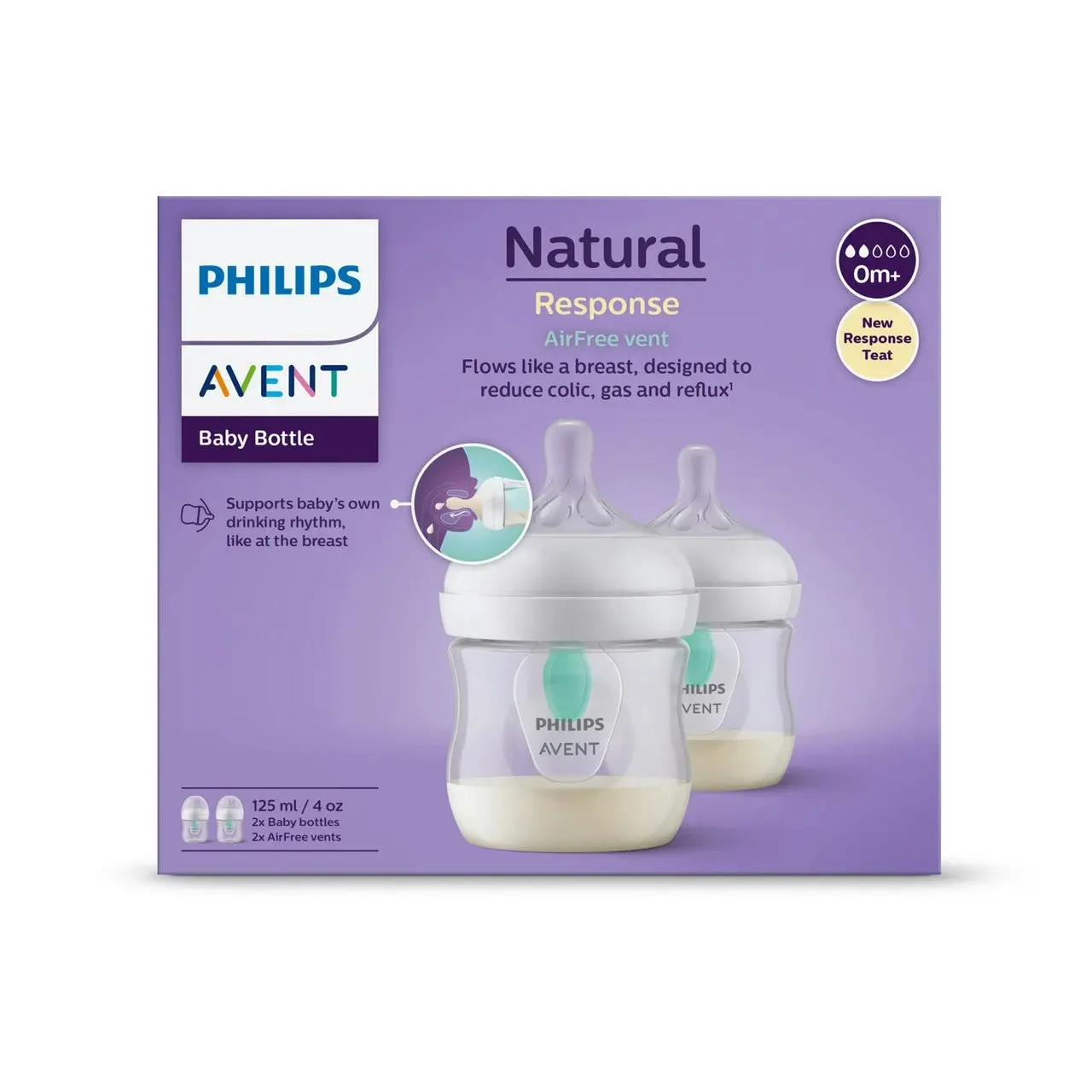 Avent Natural Response Airfree Vent 125ml Bottle 2 Pack