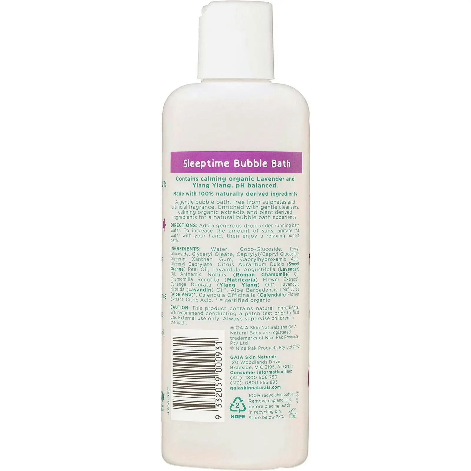 Gaia Natural Baby Sleeptime Bubble Bath 250ml