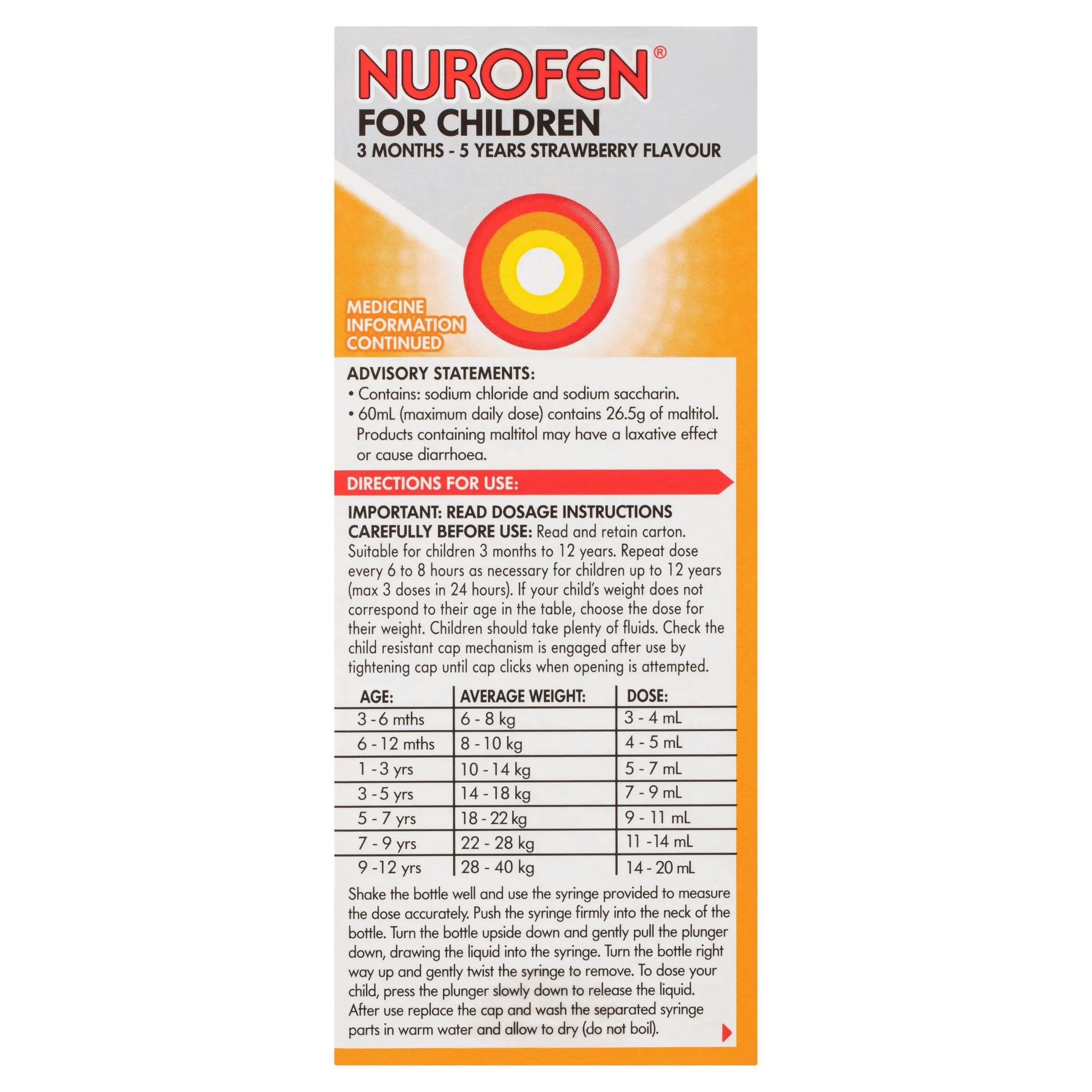 Nurofen For Children - 3 months - 5 Years Strawberry - 100ml