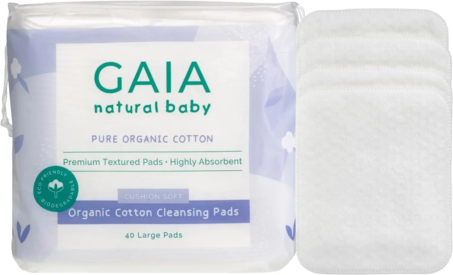 Gaia Natural Baby Organic Cotton Cleansing Pads 40PK