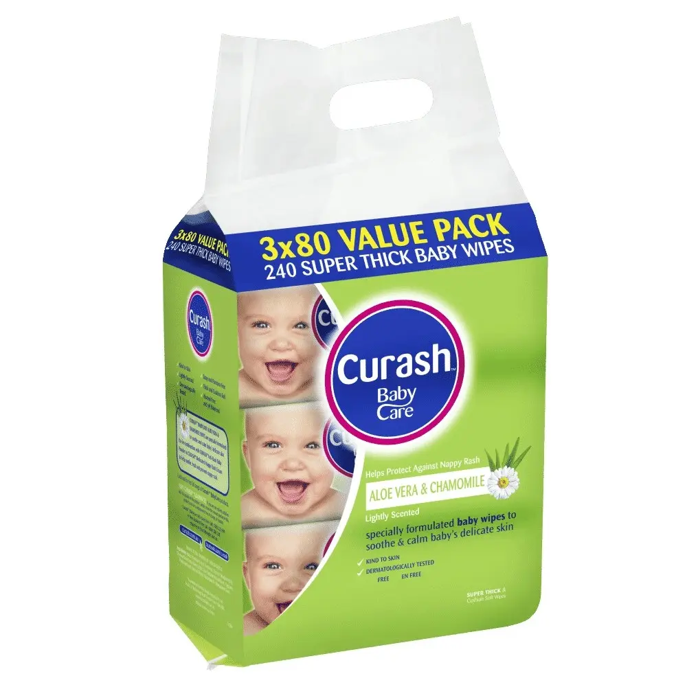 Curash Babycare Aloe Vera & Chamomile Wipes 3 x 80