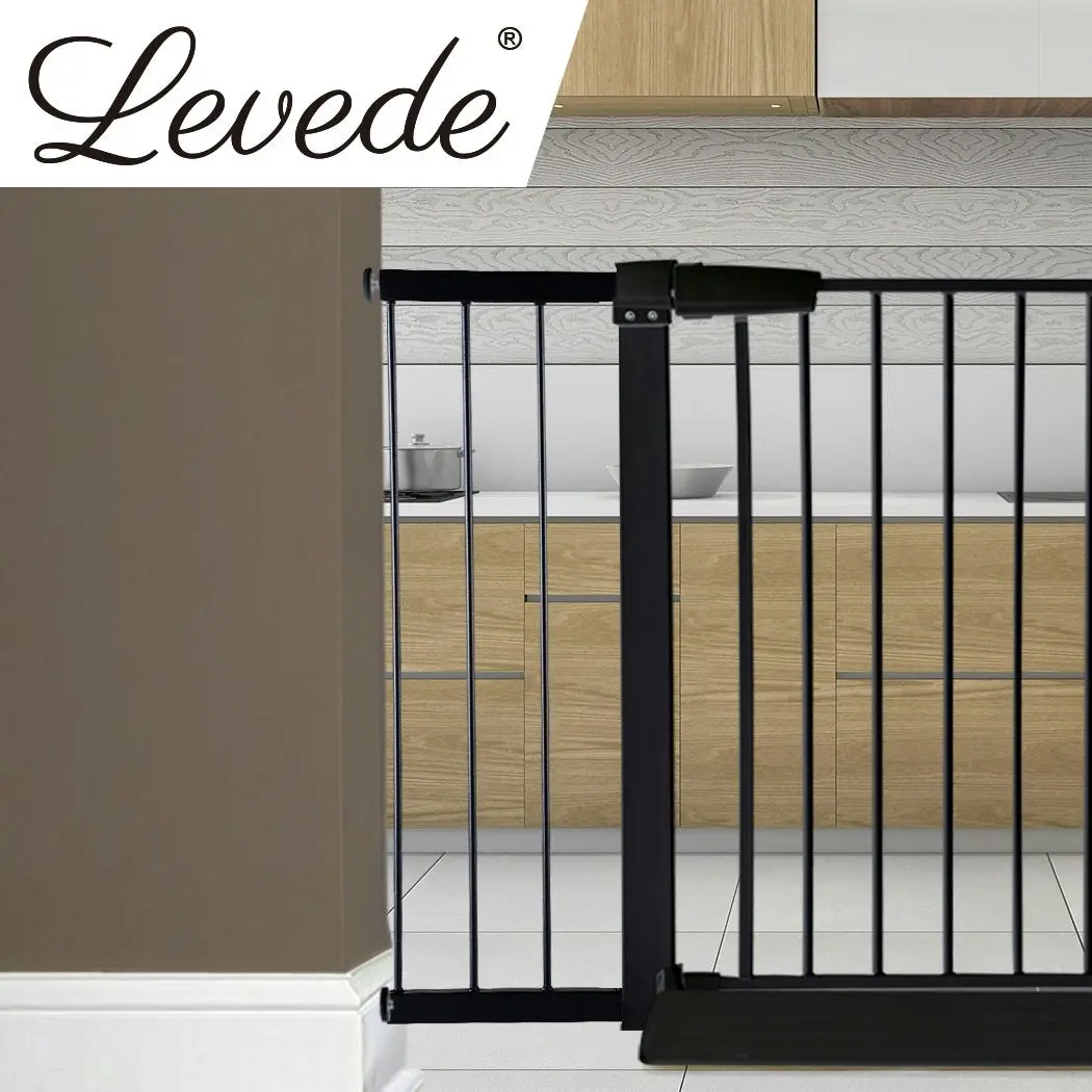 Levede Baby Safety Gate Adjustable Pet Stair Barrier 20cm Door Extension Black