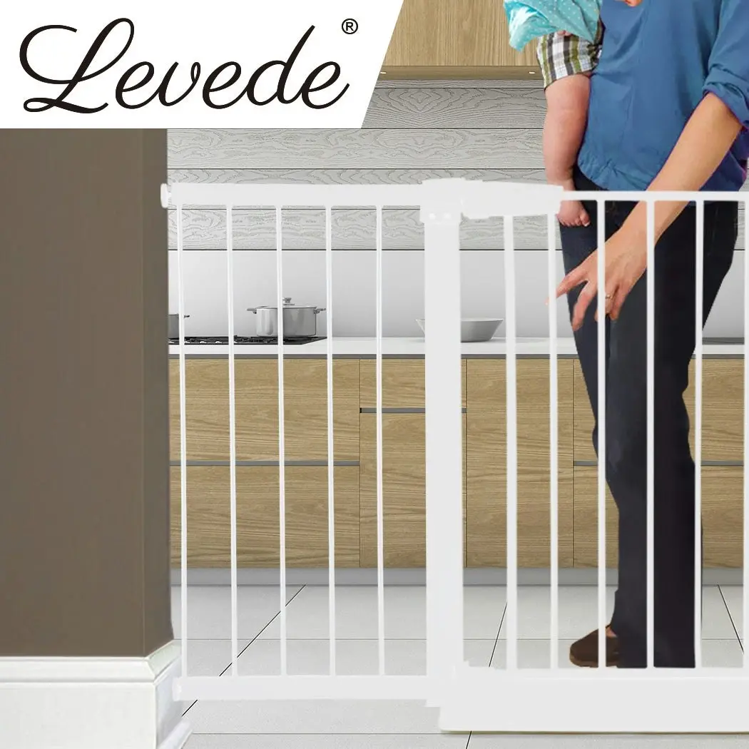 Levede Baby Safety Gate Adjustable Pet Stair Barrier 45cm Door Extension White