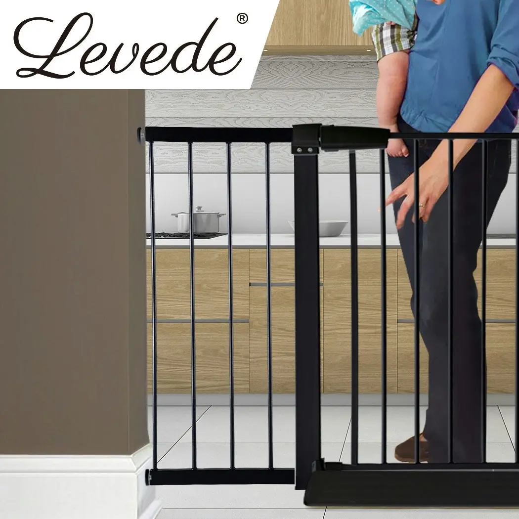 Levede Baby Safety Gate Adjustable Pet Stair Barrier 30cm Door Extension Black