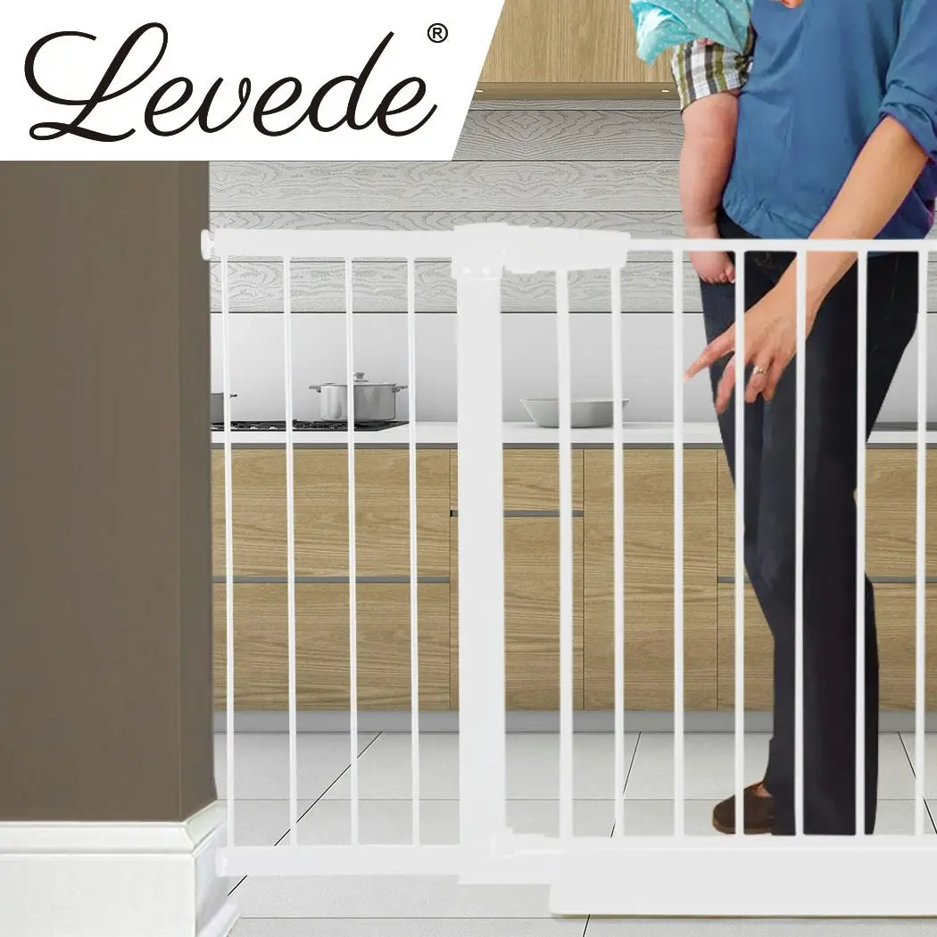 Levede Baby Safety Gate Adjustable Pet Stair Barrier 30cm Door Extension White