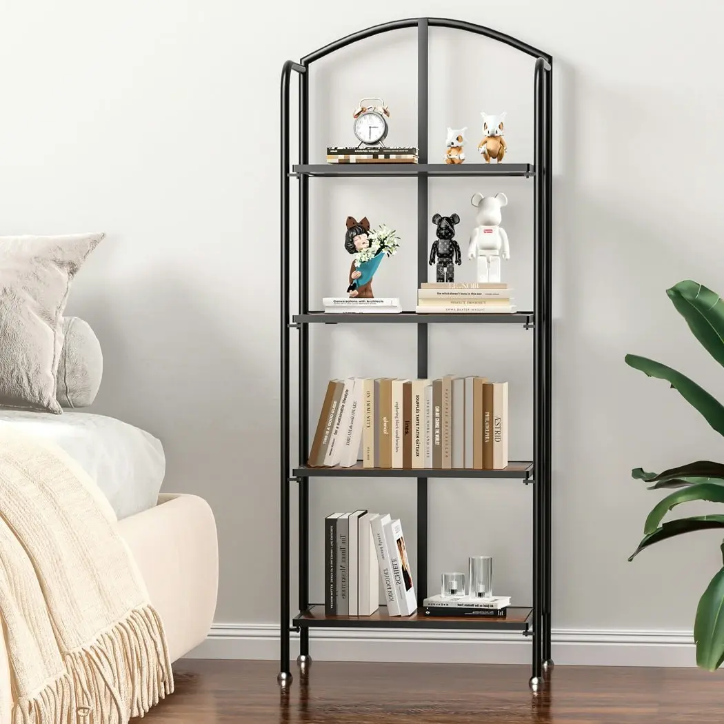 Levede Display Shelf  Bookshelf Foldable Bookcase  Kitchen Office Storage 4 Tier