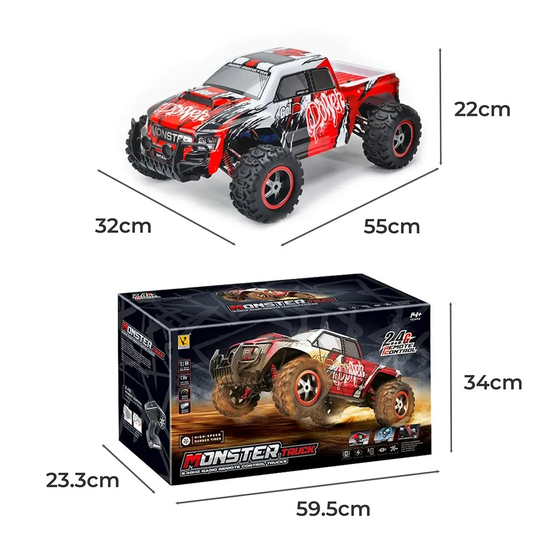 Centra RC Car 1:8 4WD Off-Road Racing Brushed Motor 2.4GHz Remote Control Red