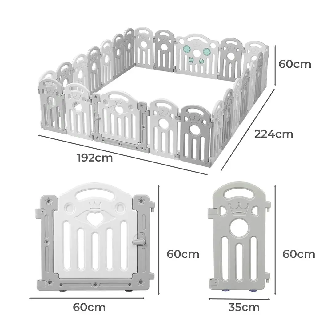 BoPeep Kids Playpen Baby Safety Gate Toddler Fence Child Play Game Toy 24 Grey