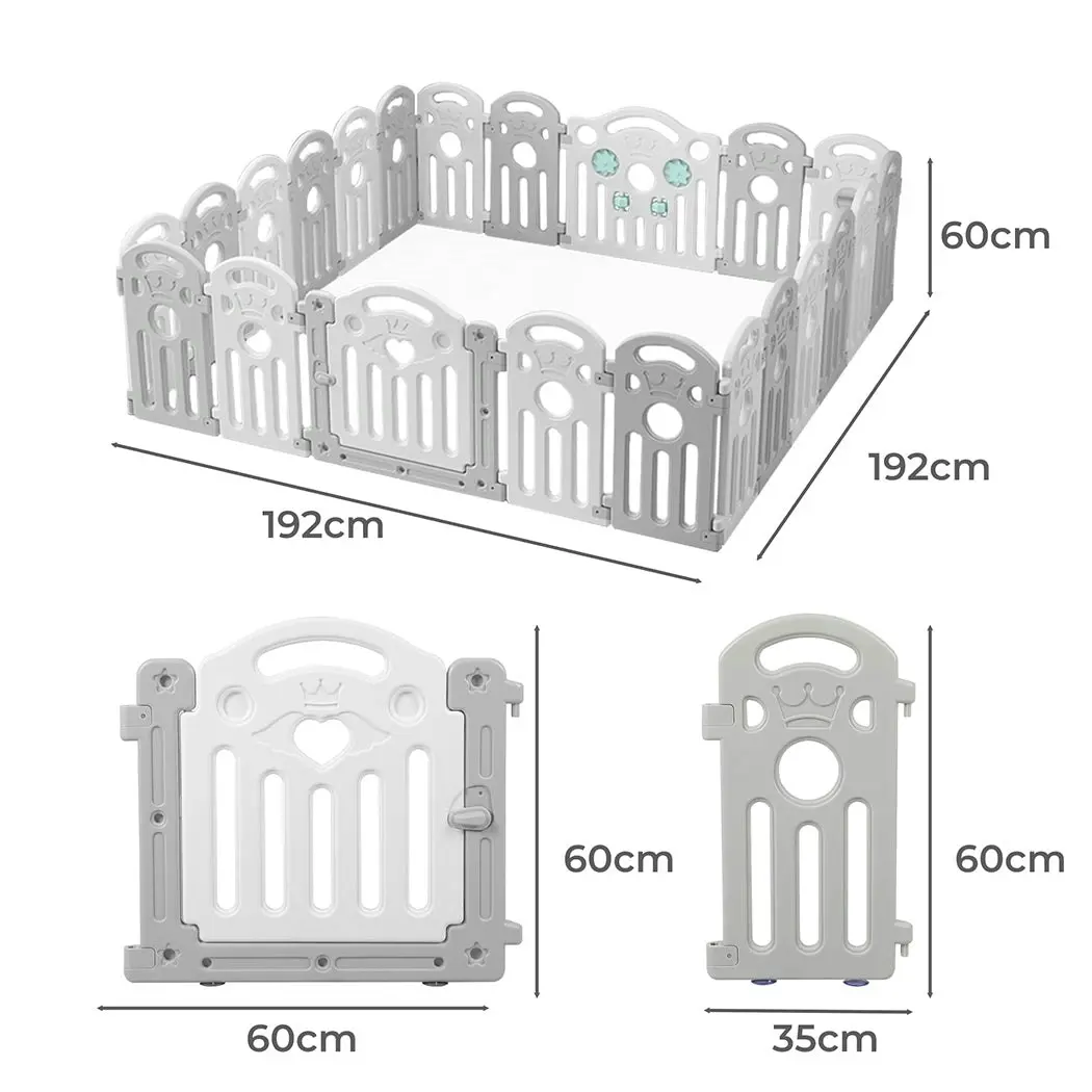 BoPeep Kids Playpen Baby Safety Gate Toddler Fence Child Play Game Toy 22 Grey