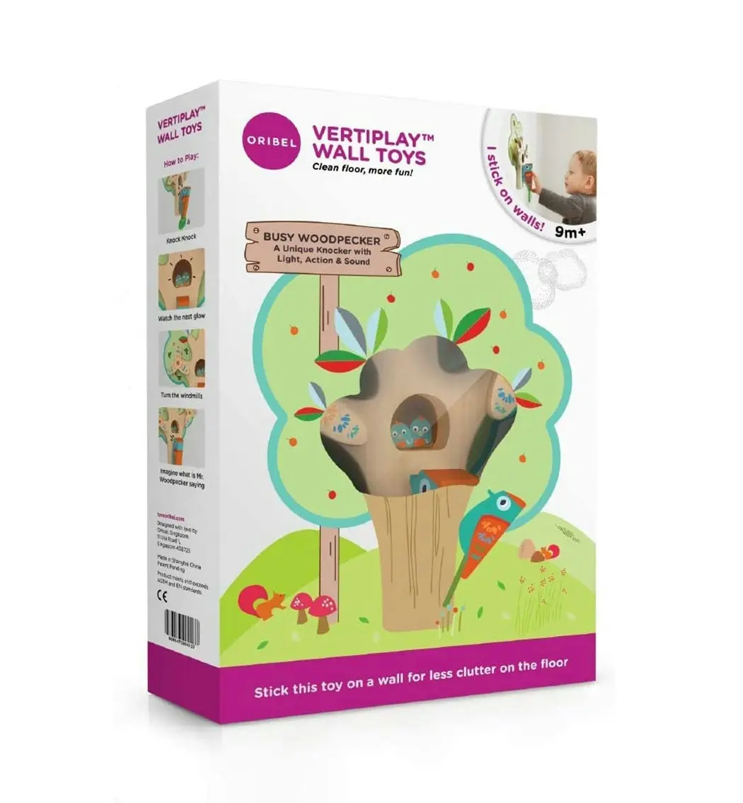 Oribel VertiPlay Wall Toy: Busy Woodpecker knocker