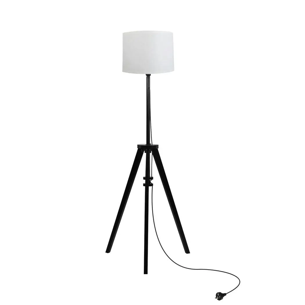 Emitto Wooden Floor Lamp Modern Tripod Shaded Night Light Adjustable Home Decor