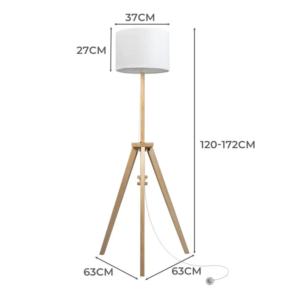 Emitto Tripod Floor Lamp Wooden Modern Reading Light Adjustable Night Home Decor