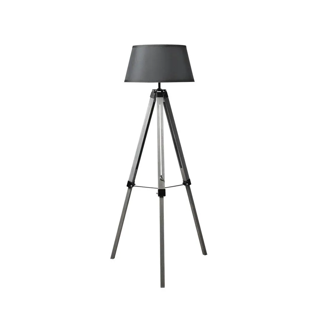 Emitto Tripod Wooden Floor Lamp Shaded Reading Light Adjustable Stand Lighting