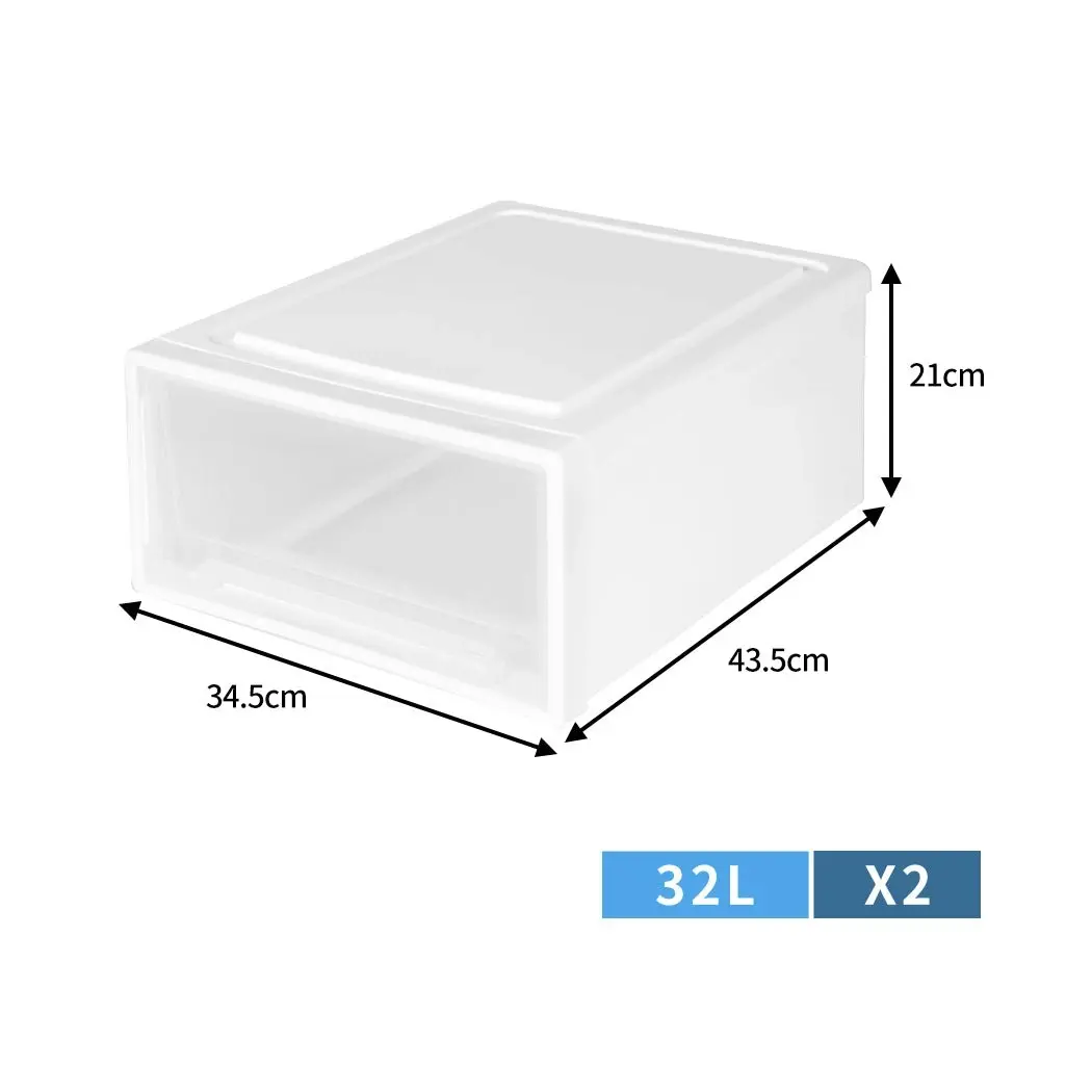 Traderight Group  Storage Drawers Stackable Containers Box Large Wardrobe Clothes Organiser 2PK