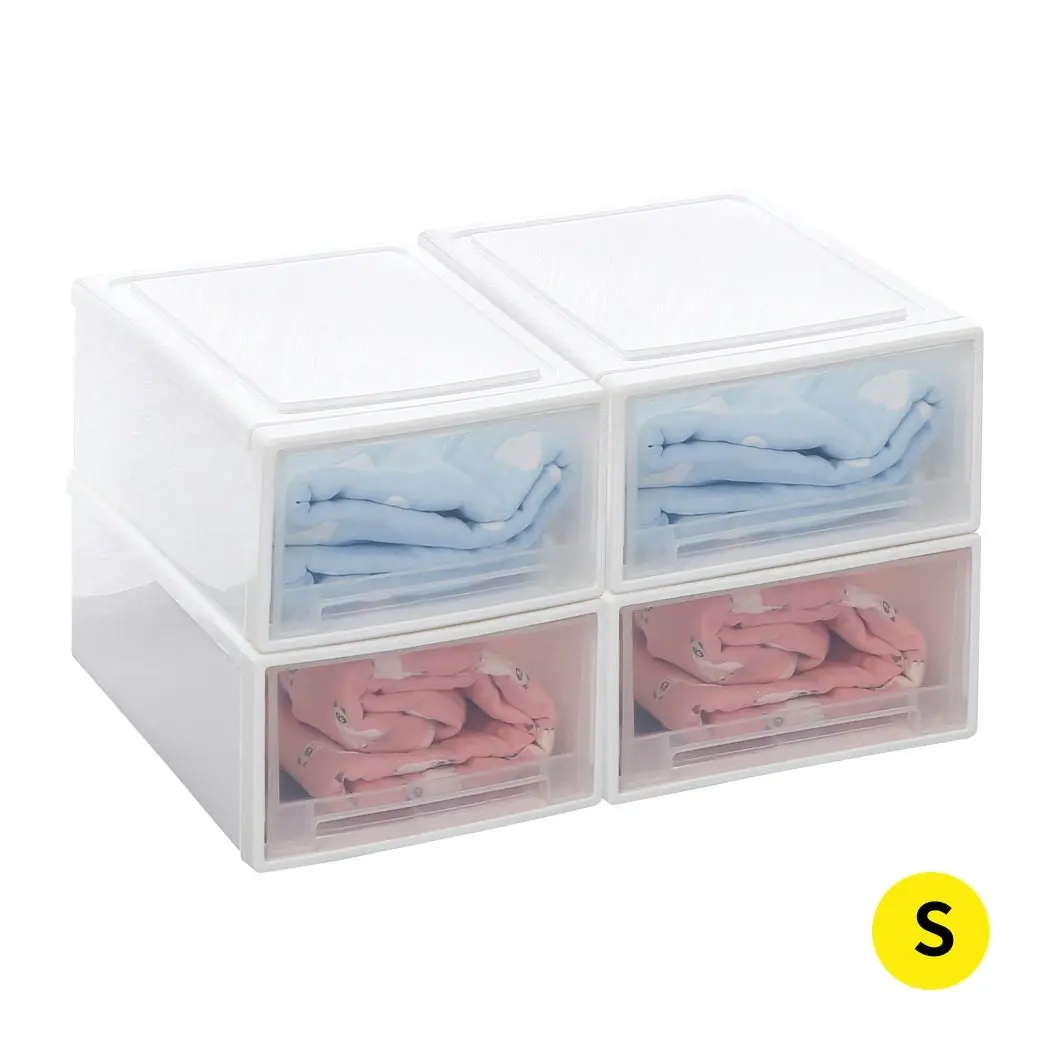 Traderight Group  Storage Box Stackable Containers Lid 4PK Wardrobe Clothes Organisation 10L