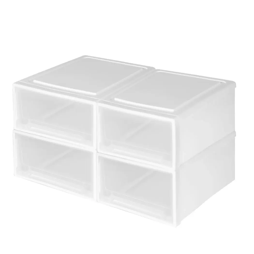 Traderight Group  Storage Box Stackable Containers Lid 4PK Wardrobe Clothes Organisation 10L