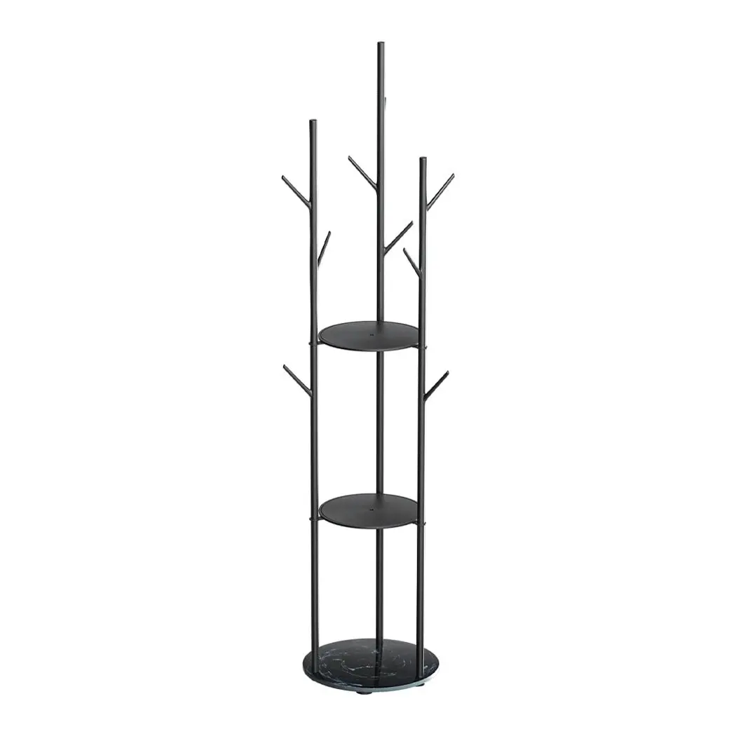 Levede Coat Rack Hat Clothes Stand Hanger Garment Hook Tree Rail Organizer Black